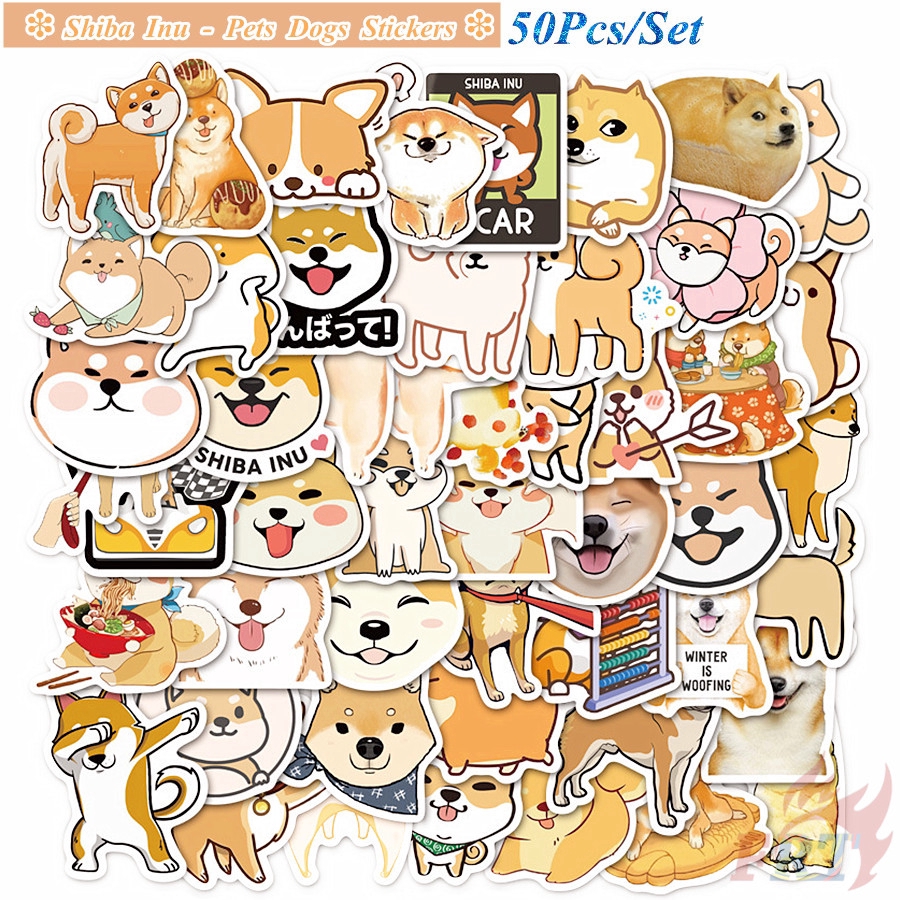 ❉ Pets Dogs Best Friends Q-2 Shiba Inu &amp; Corgi Stickers ❉ 50Pcs/Set Big League of Dogs Mixed DIY Fashion Decals Doodle Stickers