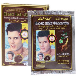 GỘI LÀ ĐEN TÓC BLACK HAIR SHAMPOO ( HỘP 2 GÓI )