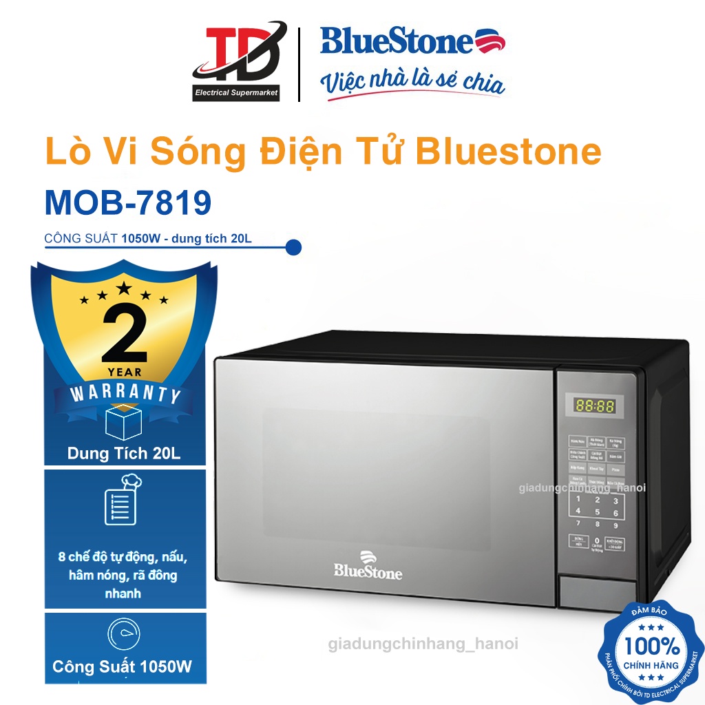 Lò vi sóng điện tử Bluestone MOB-7819, 20Lit - 1050W, Bảo hành chính hãng 2 năm