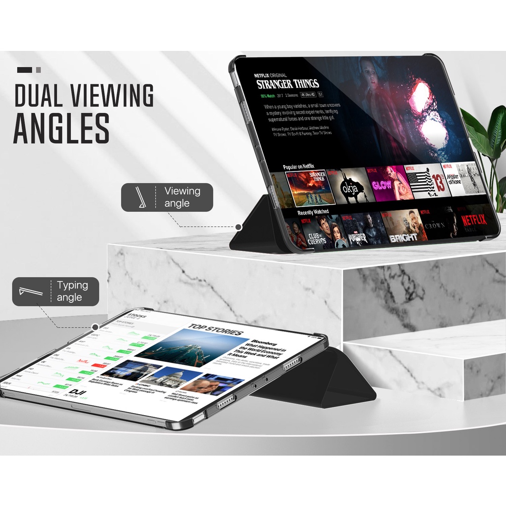 MoKo Case Fit New iPad Pro 11&quot; 2021 (3rd Gen)/2020, Ultra Slim Trifold Hard Back &amp; PU Leather Front Smart Shell