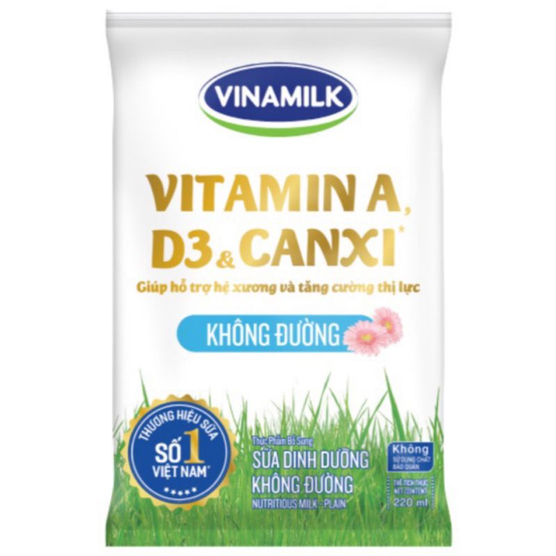 Sữa Tươi Vinamilk Có Đường , Không Đường , Sôcôla Bịch 220ml ⚡ FREESHIP ⚡ Bổ Sung Vitamin A, D3, Canxi