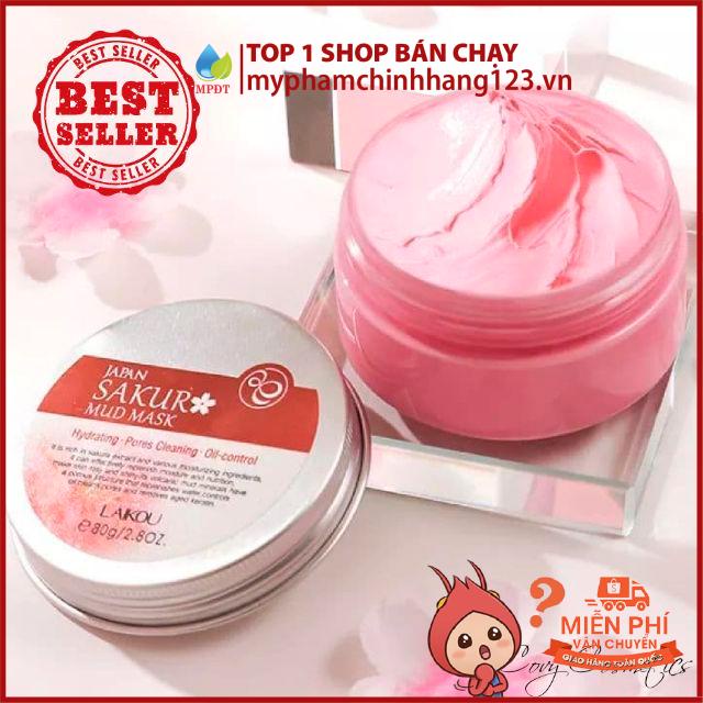 Mặt Nạ Bùn Hoa Anh Đào Trà Xanh ( Set 2 gói ) Sakura Laikou Làm Sạch Giảm Mụn Sáng Da