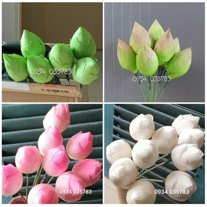 Búp sen 10cm cành dài phủ keo chống nước
