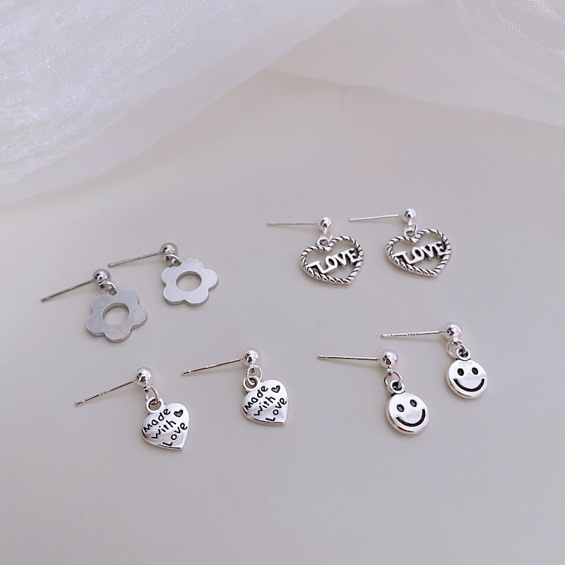 Hoa tai nụ cười Hoa tai nữ thời trang đơn giản cổ điển Hàn Quốc