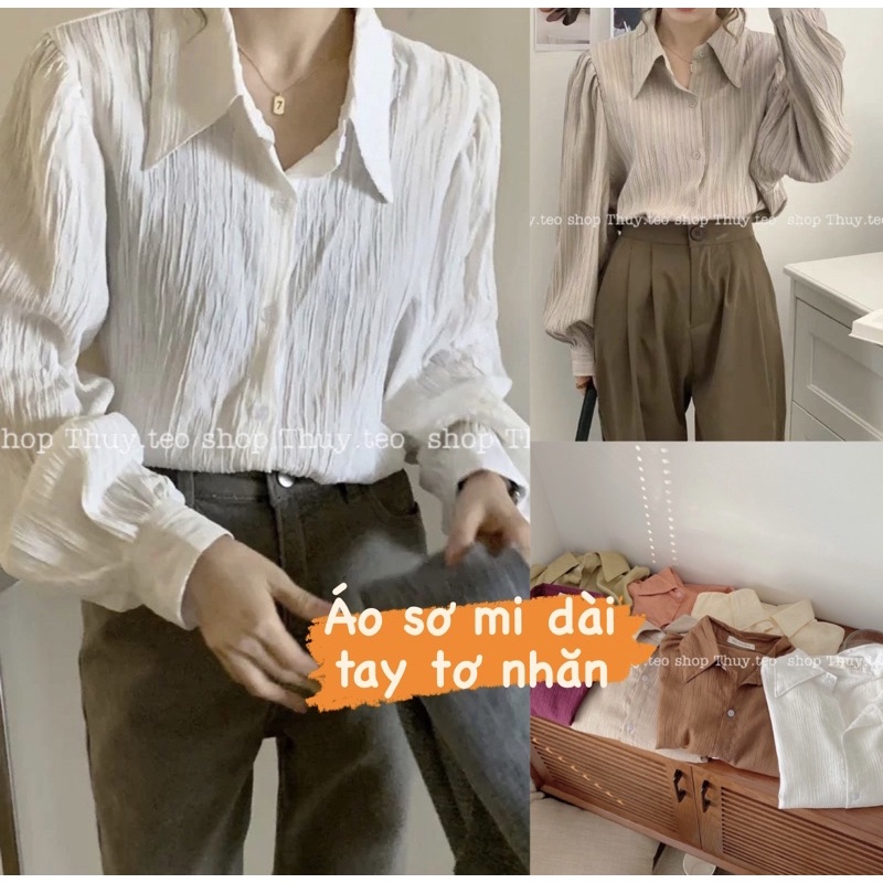 [Hàng mới] ÁO SƠ MI NỮ TRƠN DÀI TAY CHẤT VOAN NHĂN DÁNG VỪA XINH XẮN