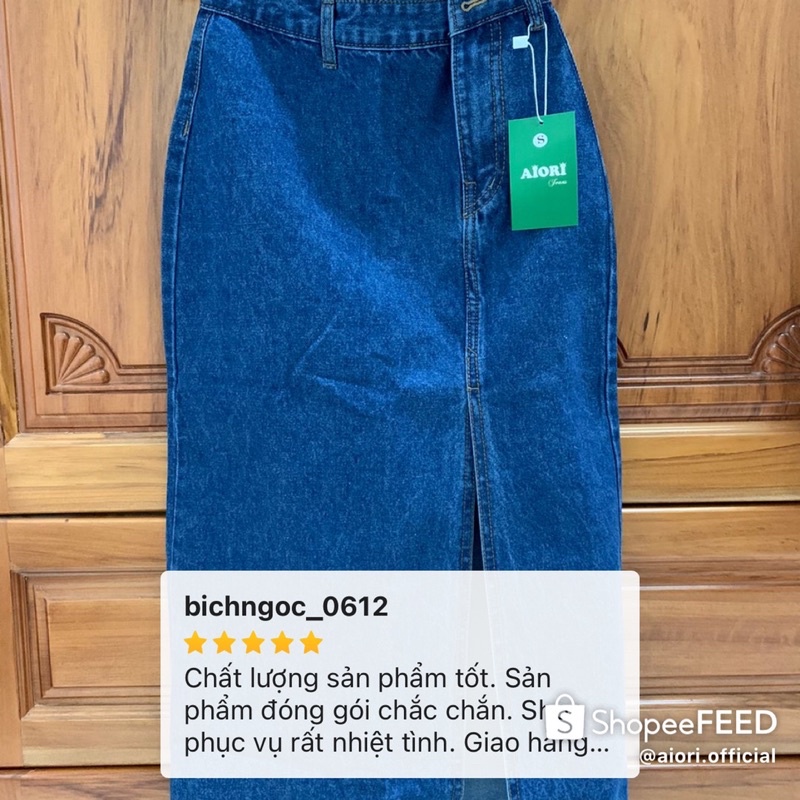 Chân Váy Jean nữ AIORI Dài Dáng Chữ A Xẻ Tà Thời Trang Hàn Quốc_Mã V02