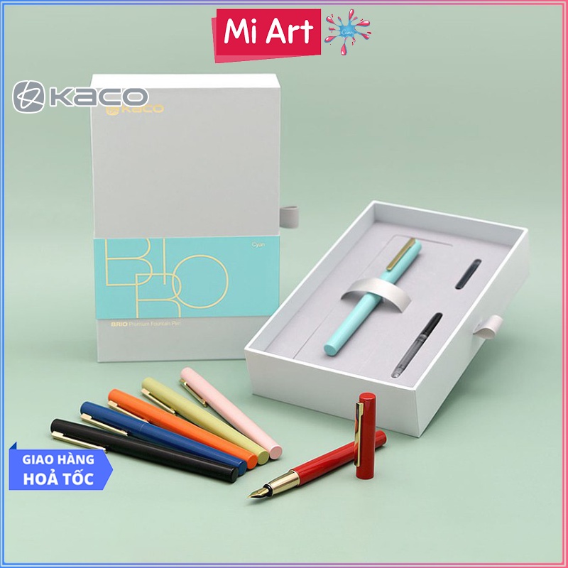 [Hỏa Tốc HCM] Bút Máy KACO BRIO Vỏ Kim loại - Kèm Hộp đựng, 2 Ống mực, 1 Ống bơm mực