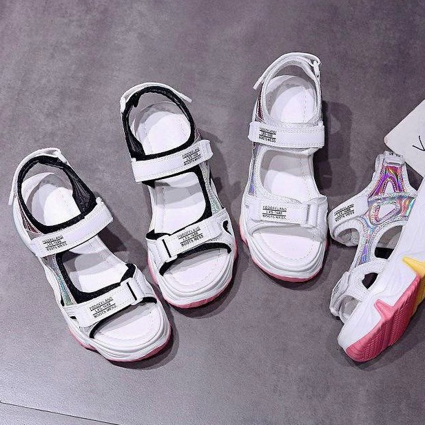 Giày Sandal Xuồng HÀNG ĐẸP Quai Dán Xé Phản quang - Đế Mix Màu - Quảng Châu 2001