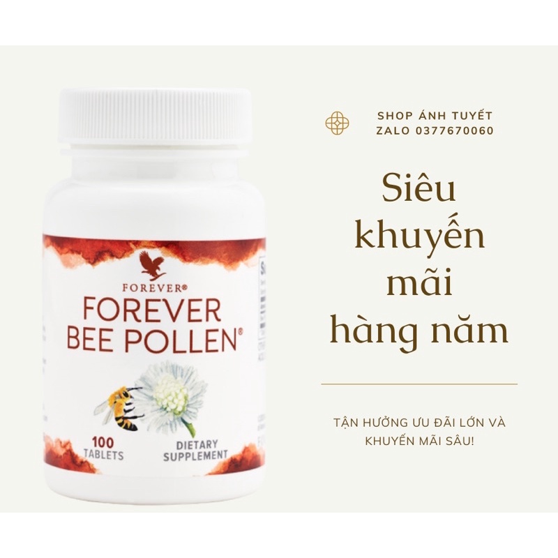 Phấn Ong Tăng Cường Sinh Lực Forever Bee Pollen Tablet #026Flp. 60 viên/lọ