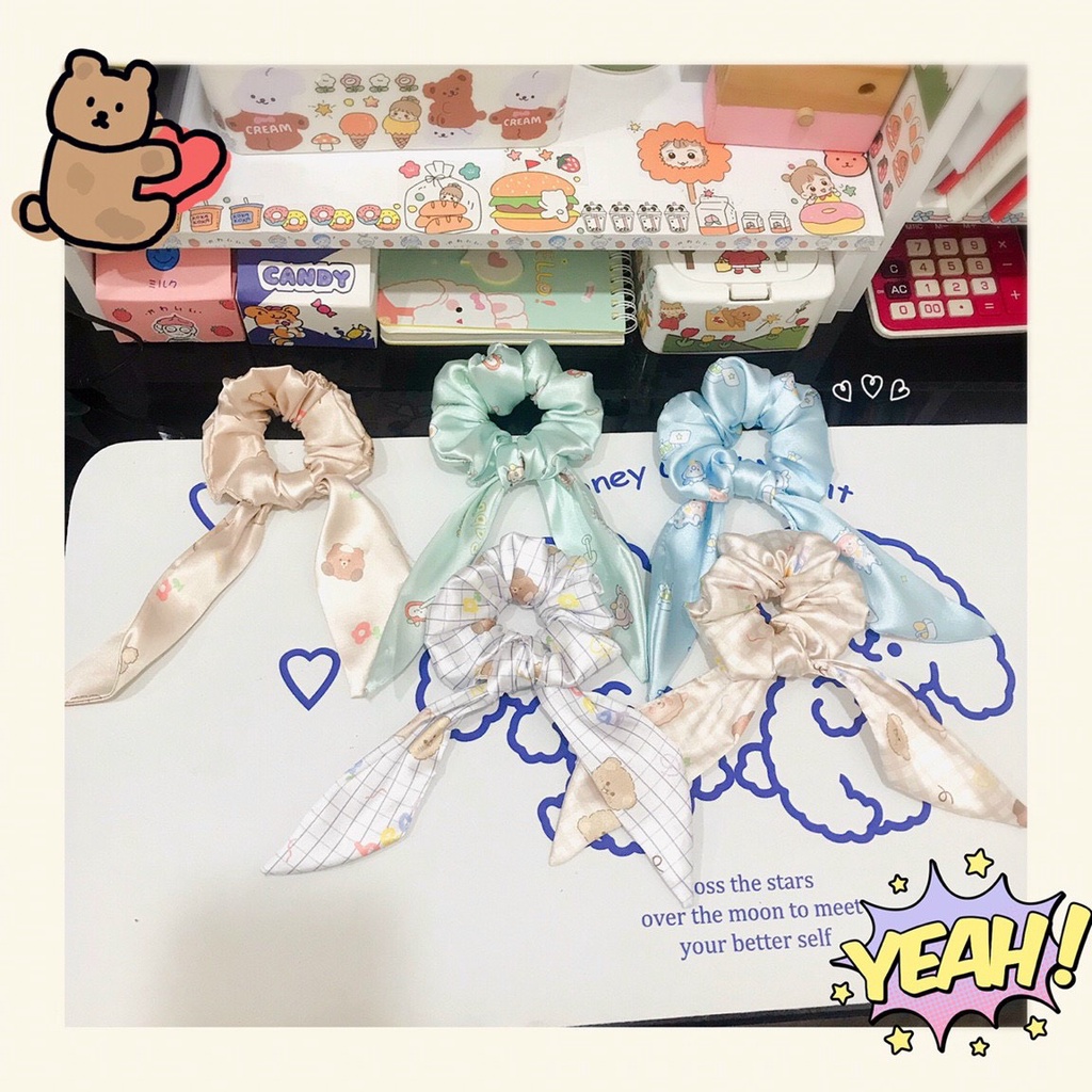 Cột tóc vải Scrunchies nơ dài xinh- Nhiều hình