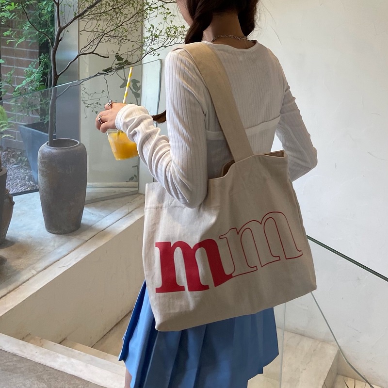 Túi xách vải bạt in chữ thời trang xuân hạ Hàn Quốc nhiều màu cho nữ