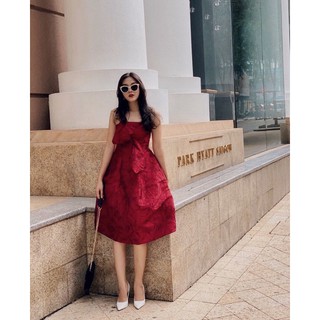 Đầm dự tiệc 🌷Hình thật 100%🌷Đầm đi tiệc 2 dây gấm hoa
