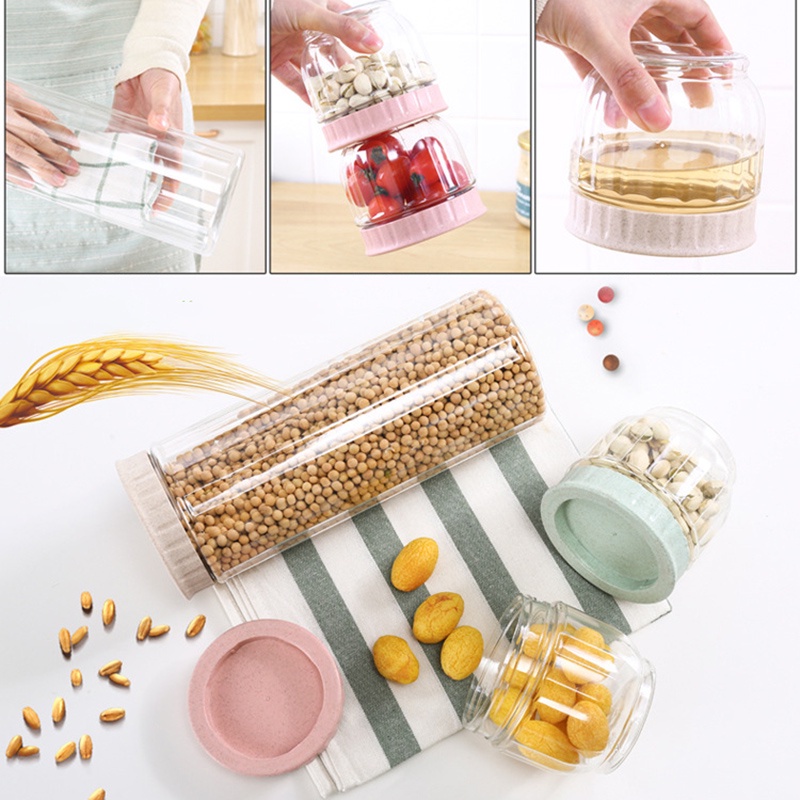 Hộp đựng bảo quản thực ăn khô/ngũ cốc bằng nhựa trong suốt tiện dụng