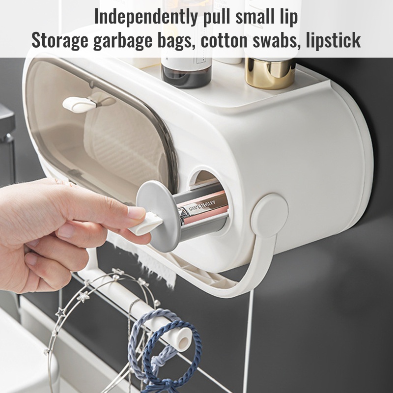 Hộp Đựng Khăn Giấy Gắn Tường Kèm Giá Đỡ Khăn Giấy Tiện Dụng