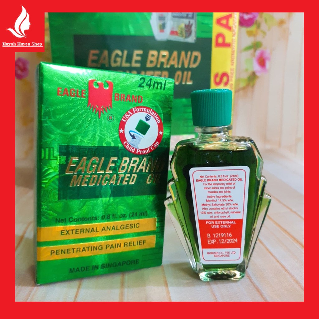 [chuẩn Auth USA] Dầu gió xanh con ó 2 nắp Mỹ Eagle Brand Medicated Oil 24ml