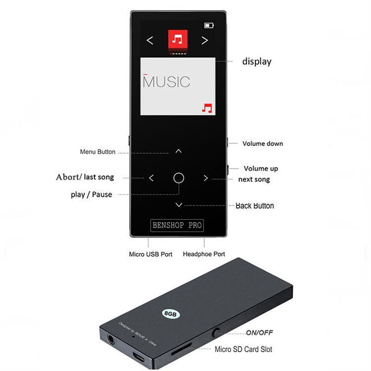 Máy nghe nhạc bluetooth Hi-Fi Benjie K8 (8G)