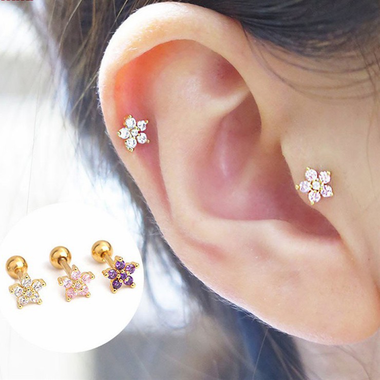 Fashion earrings Simple Exquisite Flower Shape Zircon No Allergy Ear Studs Women Jewelry