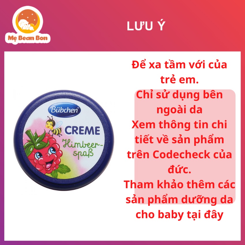 Kem Nẻ cho bé Bubchen Soft Creme Đức 20ml Cho bé từ sơ sinh dưỡng ẩm ngăn nẻ làm lành da bị tổn thương giúp da mịn màng