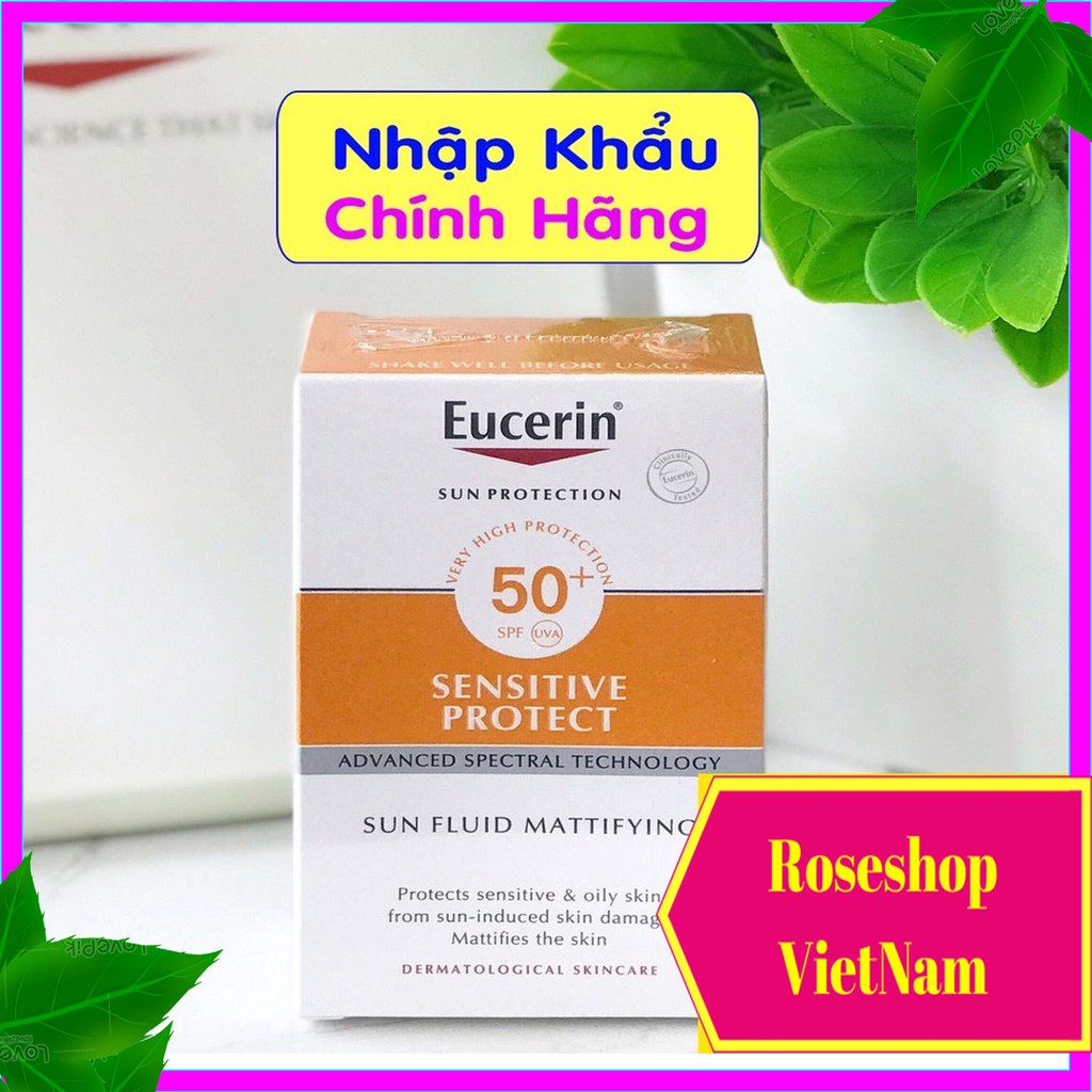 ✅Kem Chống Nắng Eucerin Sun Fluid Mattifying Sensitive SPF 50+ 50ml - Cho Da Khô Mụn Nhạy Cảm Da Hỗn Hợp. RSVN SP46