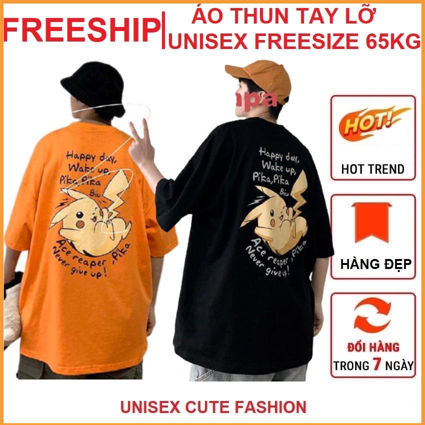 Áo thun tay lỡ PIKACHU KUTE nam nữ, áo phông form rộng Unisex phong cách Ulzzang, chất cotton siêu đẹp