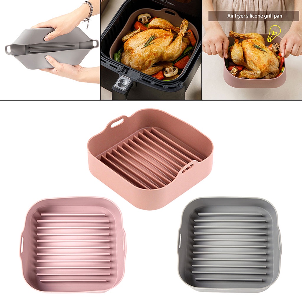 [Lzdhuiz] Phụ Kiện Nồi Chiên Không Khí Hình Vuông Bằng Silicone Làm Sạch Sau Khi Sử Dụng Máy Chiên Không Dầu