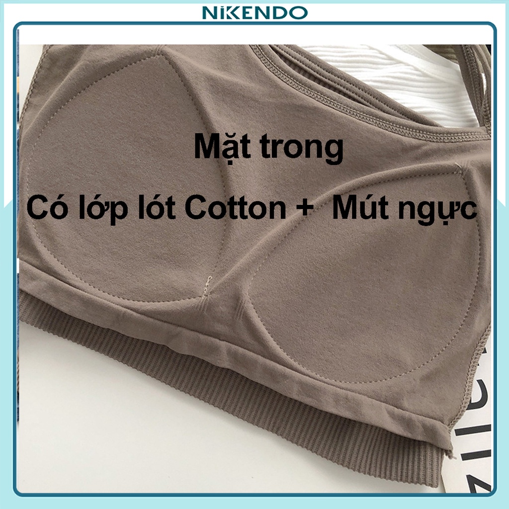 Áo Croptop 2 Dây Có Mút Ngực quai lệch Form Ngắn Chất Len Tăm dày dặn RT8
