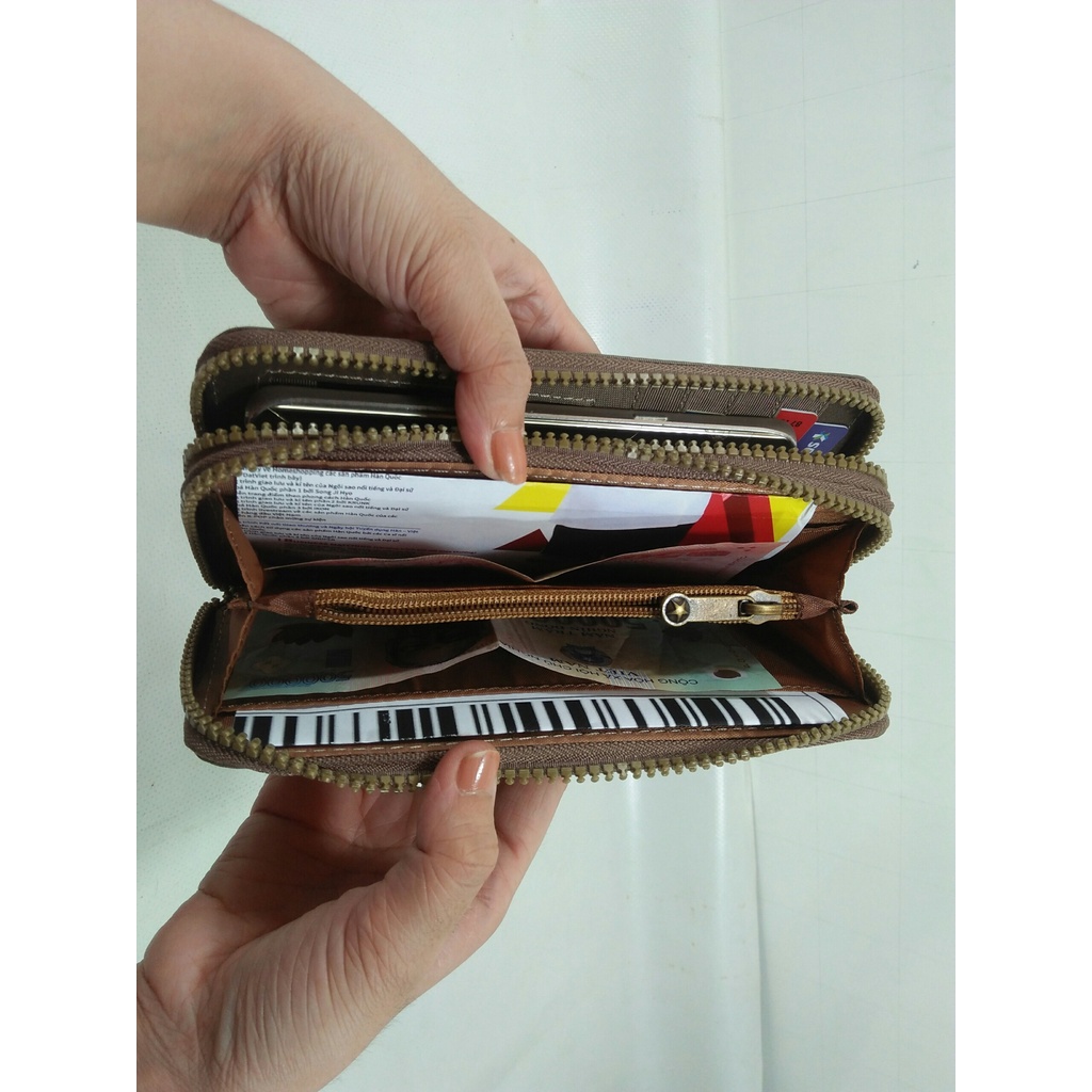 Ví cầm tay Nữ 2 khoá kéo, chính hãng Noble, chất liệu vải dù, chống nước, siêu bền, Mã: N720TRO, nhiều màu