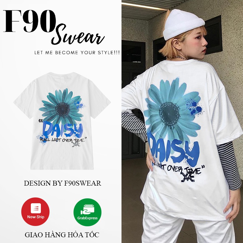 Áo thun nam nữ - Áo phông nam nữ UNISEX tay lỡ form rộng oversize chất 100% COTTON in hình CÚC DAISY