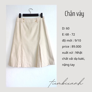  2hand- chân váy bút chì phối xếp ly trước chất liệu kaki dày dặn - CV102 - tiembixanh 