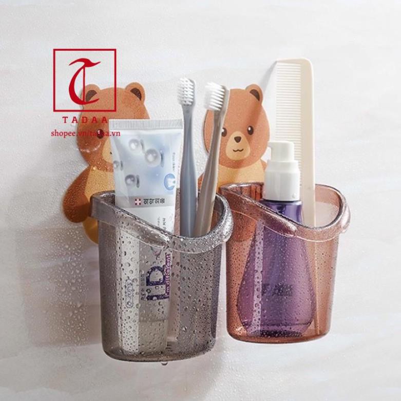 Cốc gấu dán tường để bàn chải đánh răng hình gấu có lỗ thoát nước tiện lợi