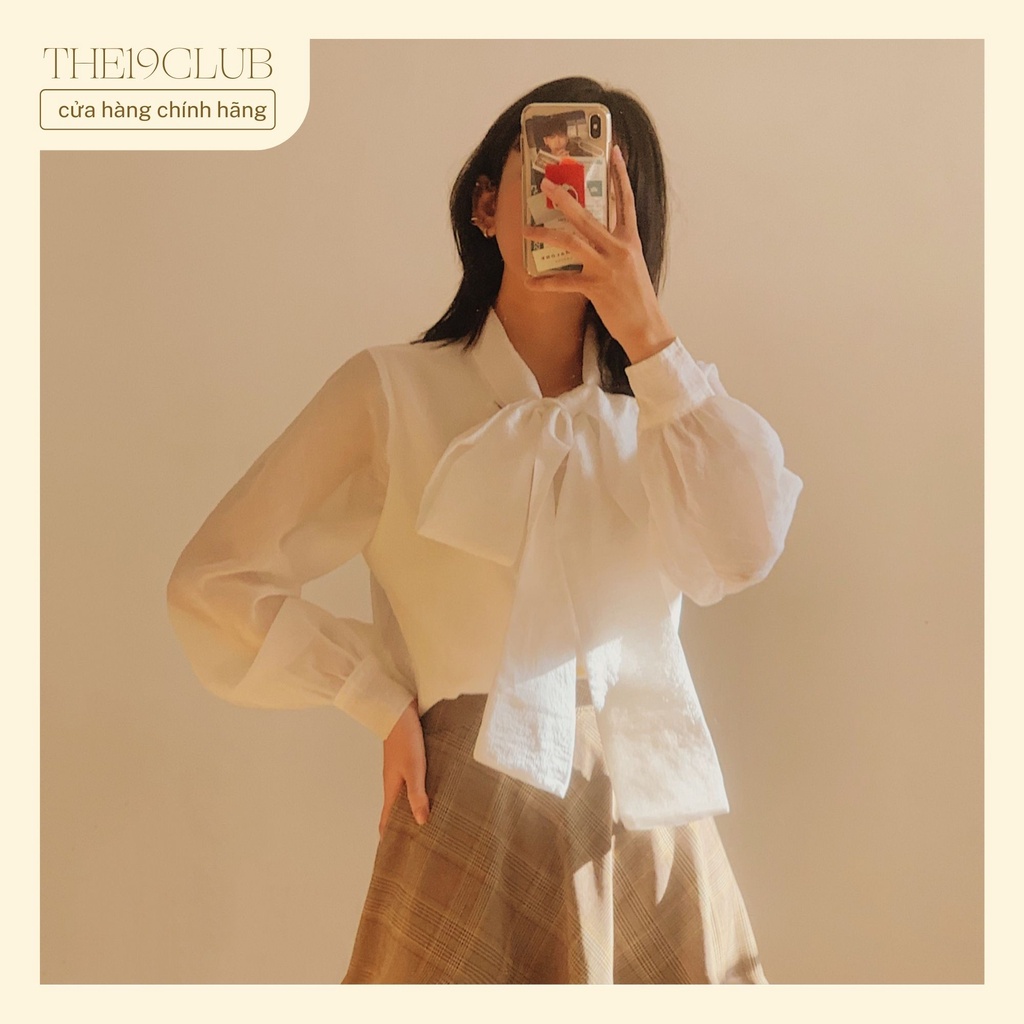 THE19CLUB - Áo sơ mi voan cổ buộc nơ 4 màu sắc - ELLA SHIRT