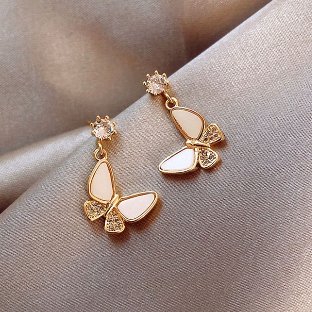 Khuyên Tai Dáng Dài Hình Bướm Đính Đá Zircon Nhiều Màu Thời Trang Cho Nữ 2021