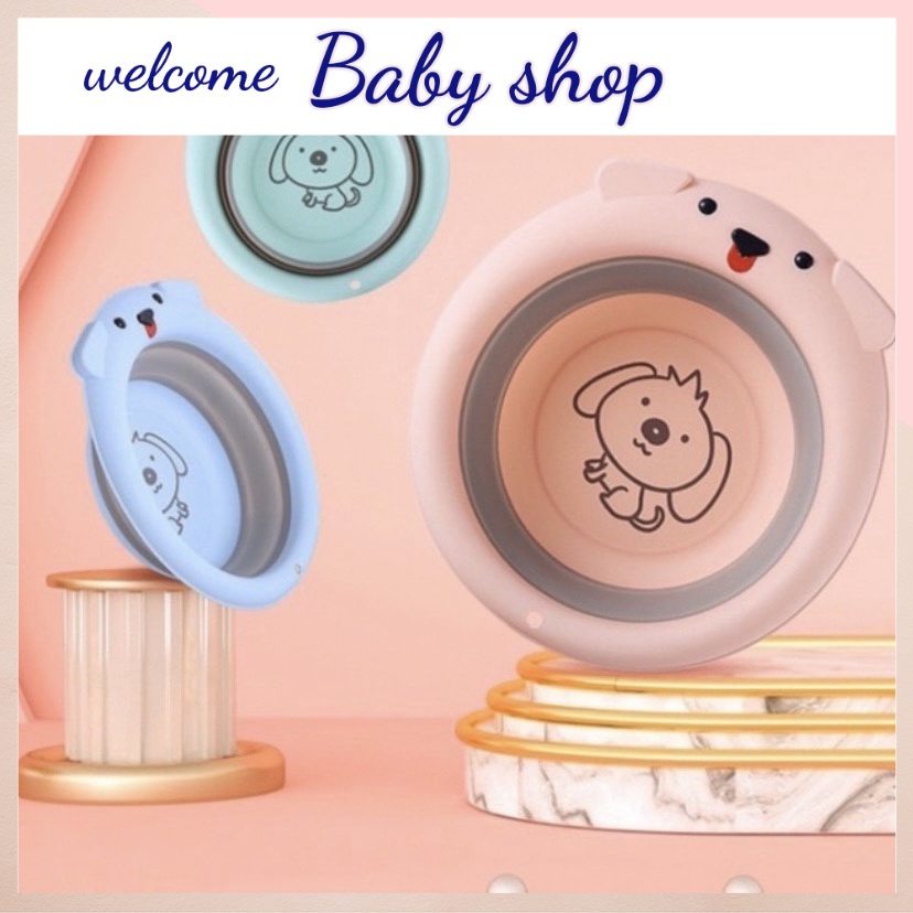 Chậu rửa mặt gấp gọn hình cún tiện lợi cho bé [ haye baby shop]