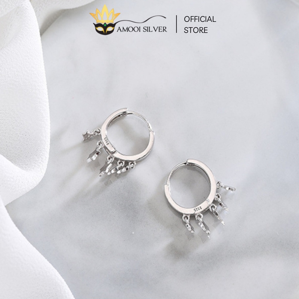Bông Tai Bạc S925 Khoen Tròn Sao Boheme Đường Kính 10mm - Amooi Silver AB156