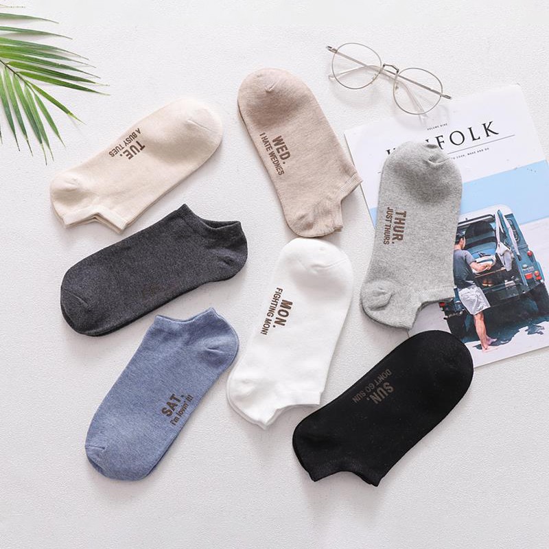 [Mã FAMAYFA2 giảm 10K đơn 50K] Combo 7 đôi Vớ ngắn UNISEX Hello tuần mới BTS - Vớ ngắn nam nữ