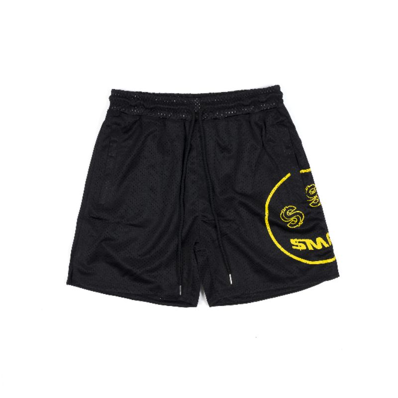 Quần Short mặt cười (Đen, vàng) CHẤT LIỆU MESH LƯỚI PHONG CÁCH UNISEX
