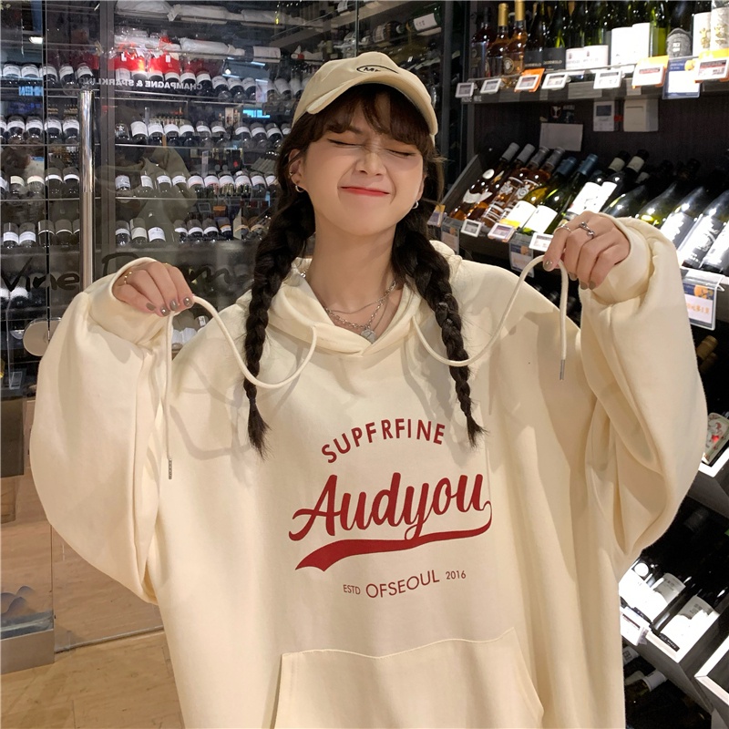 ZHELIHANGFEI Áo Hoodie Tay Dài Họa Tiết In Theo Phong Cách Preppy