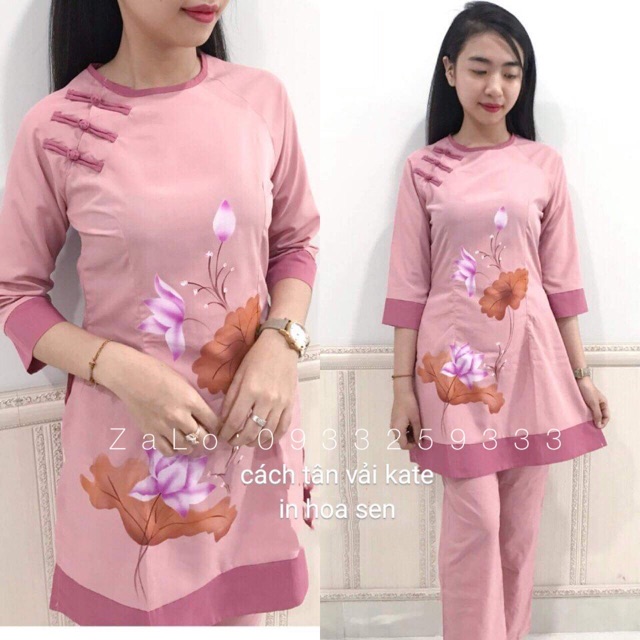Áo Lam Đi Chùa  Cách Tân Vải Kate Hoa In GIÁ RẺ VÔ ĐỊCH