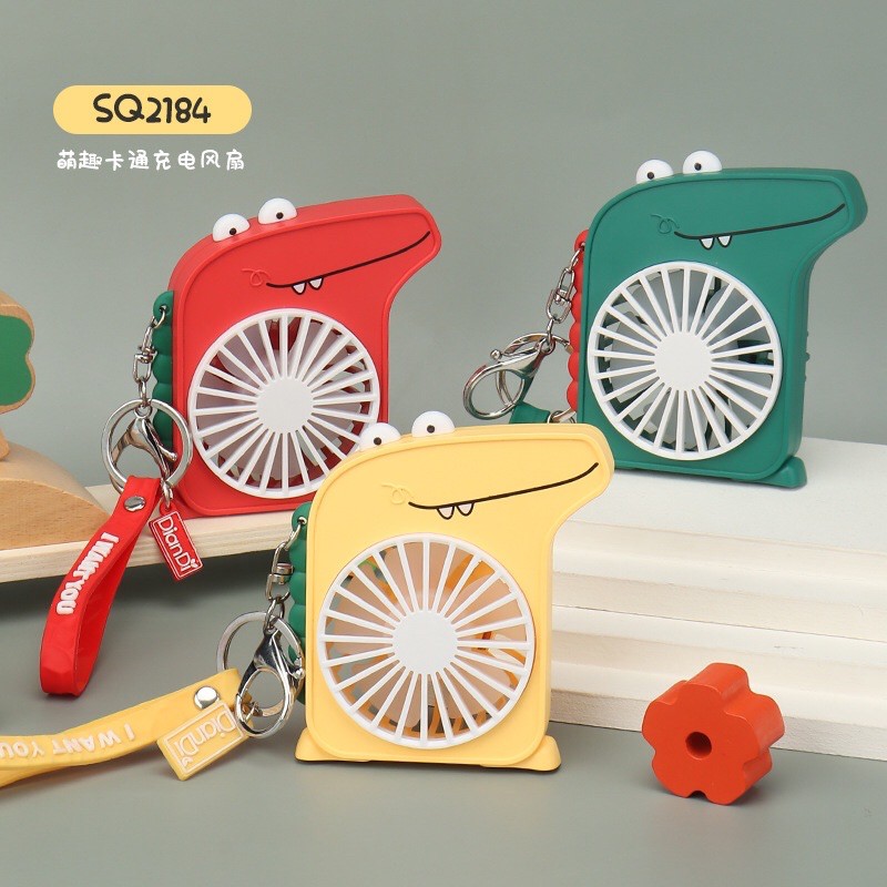 Quạt Cầm Tay Mini Tích Điện Hình Chú Khủng Long Cực Mát Có Đèn (Tặng Kèm Phụ Kiện) | BigBuy360 - bigbuy360.vn
