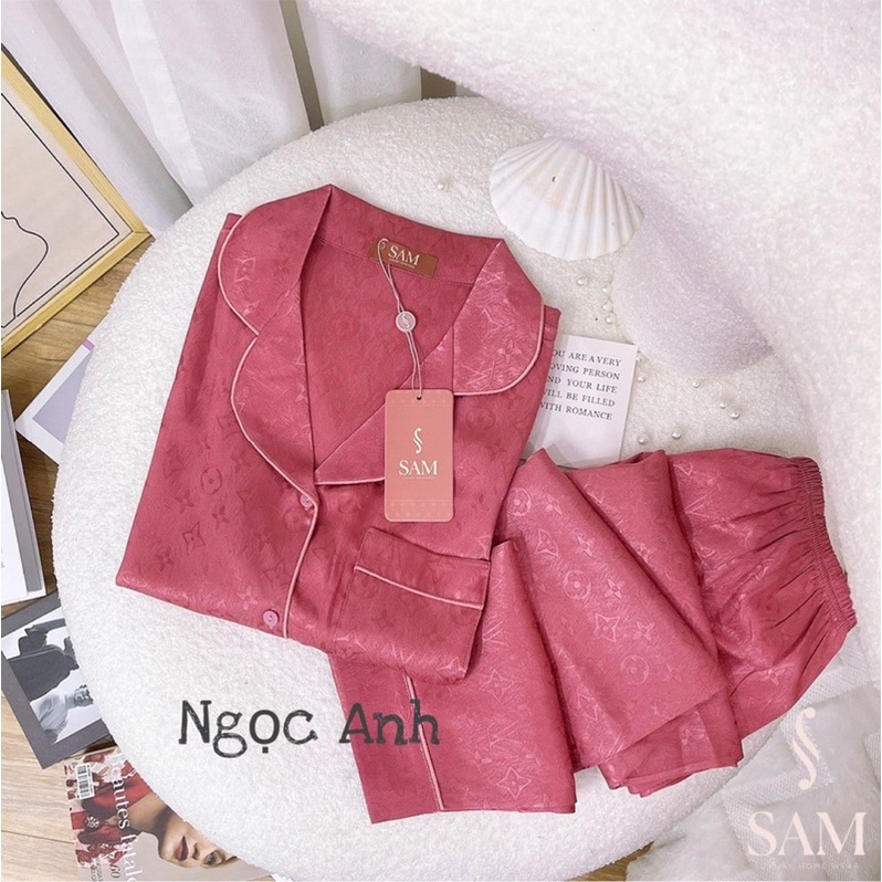 Bộ ngủ Pijama sam lụa ngắn tay cao cấp SAM - choco - lụa vân gỗ tô châu siêu đẹp và bền