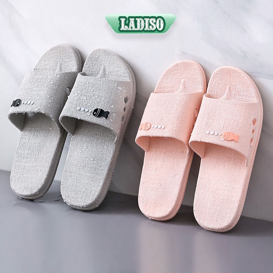 Dép nữ quai ngang LADISO chất liệu cao su non  êm chân mang trong nhà tolet chống trượt - TT371