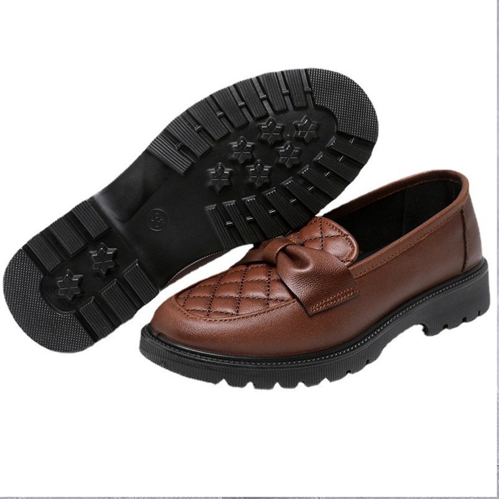 Giày lười nữ chất liệu da vải slip on kiểu mọi đế cao màu trắng độn đế bảo hành 1 năm GD38 TIMAN