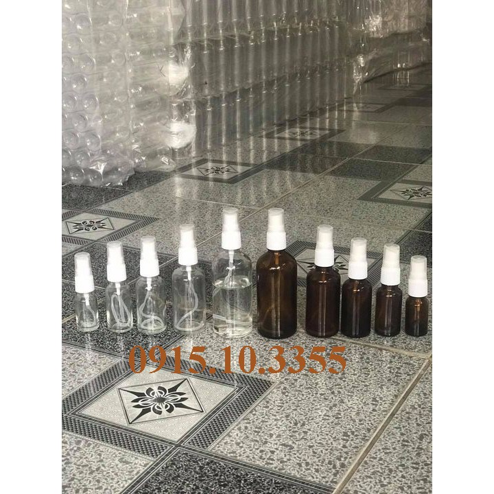 1 VỎ CHAI XỊT phun sương thủy tinh : 10ml/20ml/30ml 50ml 100ml - chai lọ thủy tinh