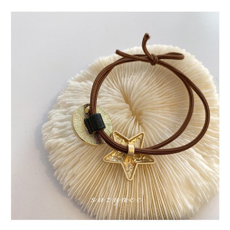 Dây Cột Tóc Cao Su Đính Hạt Ngọc Trai Hình Ngôi Sao Năm Cánh Đơn Giản Phong Cách Hàn Quốc