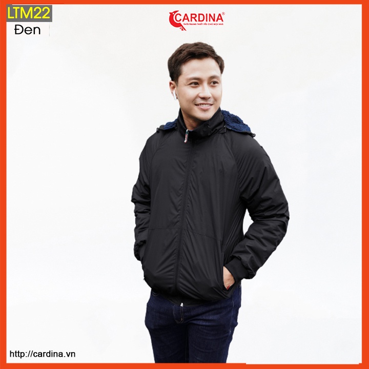 Áo khoác lông cừu nam CARDINA chất gió trơn 2 lớp cao cấp siêu nhẹ siêu ấm LTM.