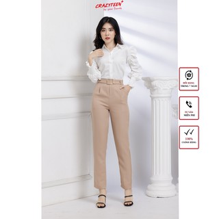 Áo sơ mi tay nhún CRAZYTEEN phong cách thanh lịch