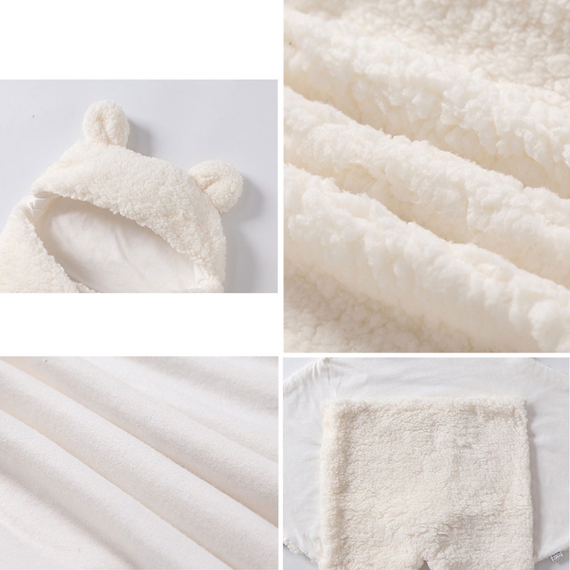 Chăn Quấn Em Bé Bằng Cotton Phối Len Lông Cừu Dễ Thương Giữ Ấm Mùa Đông