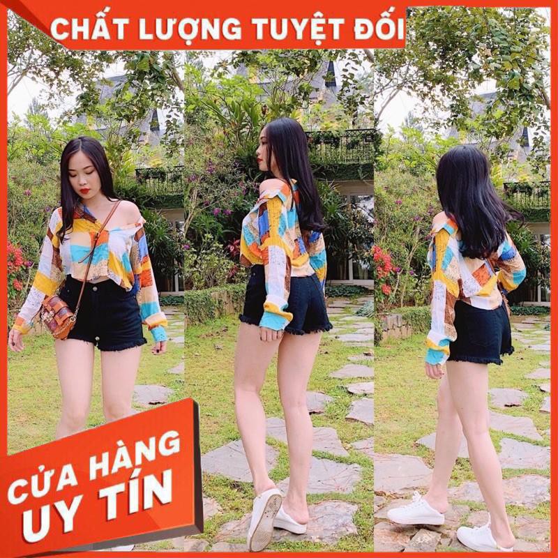 QUẦN SHORT JEANS TRẮNG/ĐEN CO GIÃN LƯNG CAO- hình thật sp