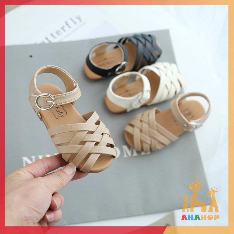 Giày cho bé gái - Dép sandal quai đan chéo chất da PU siêu mềm hàng chính hãng MG Baby cho bé V285