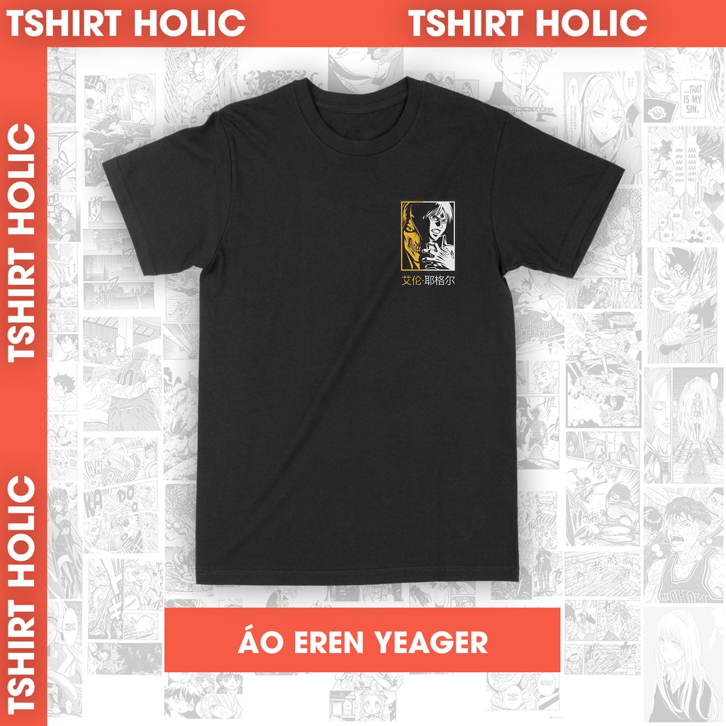 Áo thun Attack on Titan: Eren Yeager, Trùm Cuối Anime, Unisex Cotton 100% 2 màu nam nữ